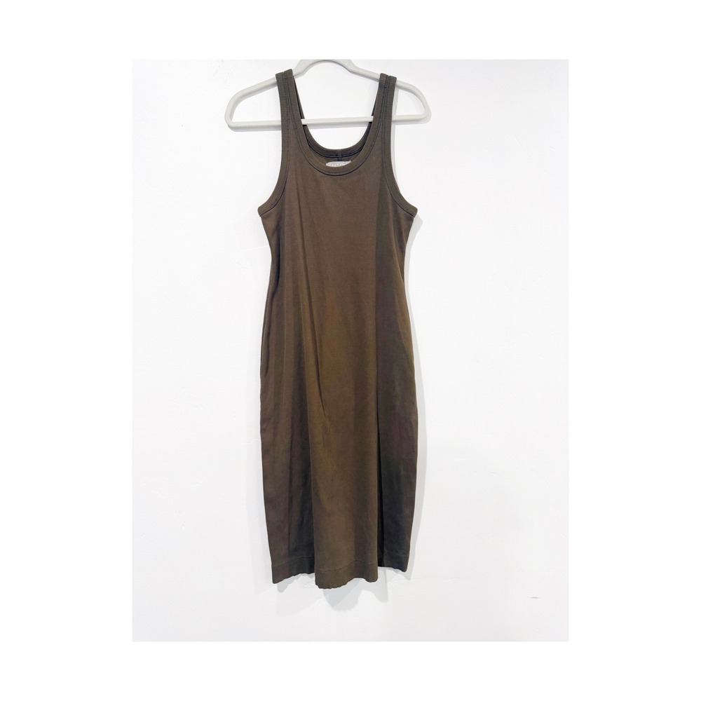 Everlane Organic Cotton Ribbed Tank Dress Brown Midi Scoop Neck Large